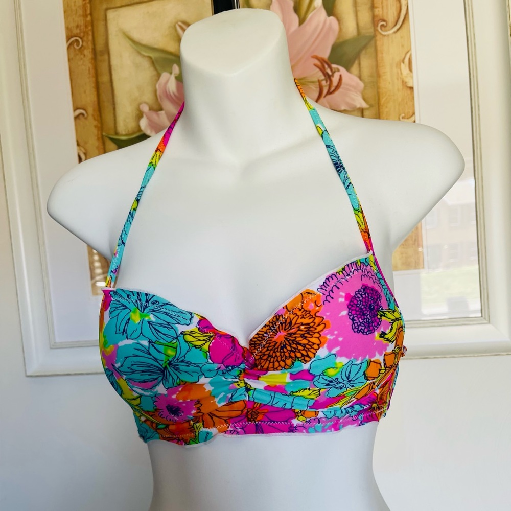 HOLIE SWIMWEAR TOP MULTI COLORED SIZE S PADDED BRA 34B BRAND NEW